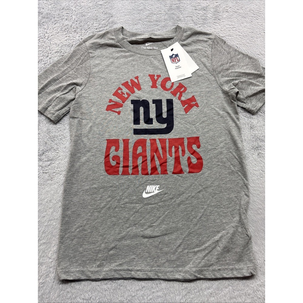 Nike New York Giants Kids T-Shirt Grey Short Sleeve NFL Tee Size M 10/12‎ NEW
